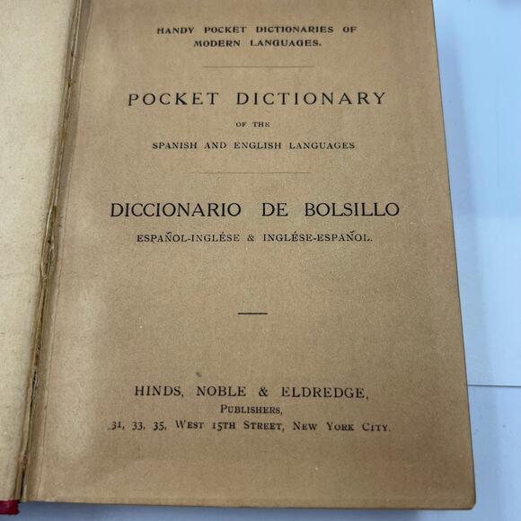 Antique Books Spanish English Pocket Dictionary Conversational Spanish 1930-1940 - Picture 2 of 12